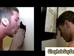 Couple of gays go gloryholing for a bit and get cocks to suck