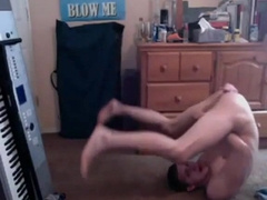 Sexy jerks off and cums over his own face self facial