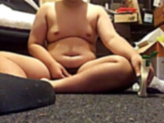 faggot fat chub masturbates