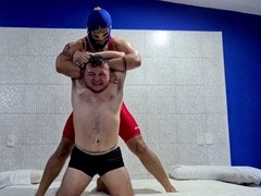 Hairy mexican bear shows off his muscular dominance in a sweaty wrestling match