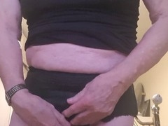 Mature woman touching herself, small dick close up