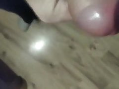 Wanking my little uncut cock.