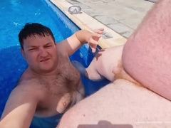 Fellating Daddies Spear In The Swimming Pool