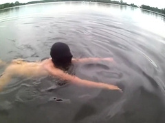 Risky naked outdoor swim in lake with soft dick (no cum)
