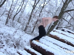 Wild Handjob In Car And Winter In Woods