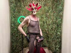 Solo Masturbation With Body stocking And Cock Strap