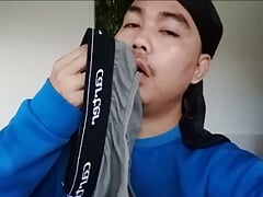 My fan asked me to masturbate in her boyfriend's brief and I did it and it was so good
