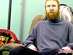 Ginger amateur with huge beard deepthroated dry by mature faggot