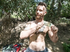 Bearded hottie Devin Vex fucked outdoors by Paul Wagner