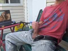 Outdoor edging session on a park bench #1