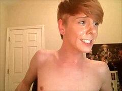 steamy sandy-haired man spunking all over his face