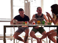 Almost-caught, under-table, threeway