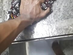 Boy Mstwrbates in the Bathroom During Washing Clothes