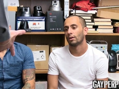 Thieving jocks fucked in ass by security in the backroom