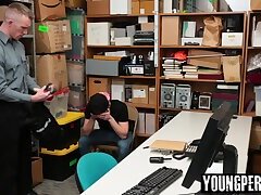 Young perp anal fucked by a dildo and LP officers cock
