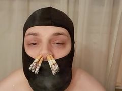 Locked smoker pisses in Boxers