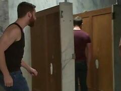 Hot Cop Gets captured and Edged in a gloryhole bathroom
