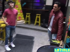 Latino dudes take turns getting bareback drilled by a group of guys in this homemade video