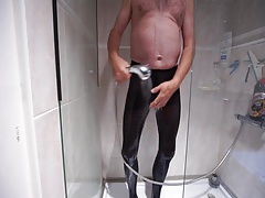 wetting black pantyhose