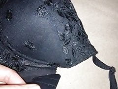 Cum on Black Floral Bra 8DD HD