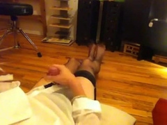 Crossdresser in black nylon stockings 3