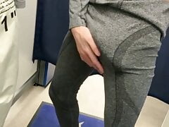 The guy jerks off his big cock in the Dressing Room