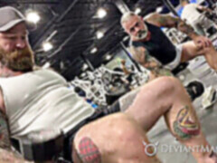 Bear beach, big muscle bear, older big cock