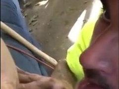Hungry builder sucking dick