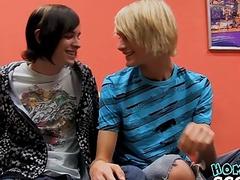 Anal penetration session with two emo twinks with long hair