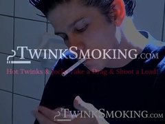 Hot Ian Madrox was caught smoking and jacking off in the bathroom