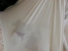 White nylon glide masturbate jism