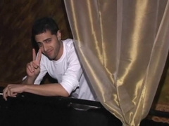 Naughty boy gets his massive schlong stuffed with a hot load of his own