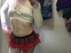 Cdzinha college girl getting prepared and parading at Casa do Casado