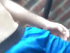 College guy jerking at the campus