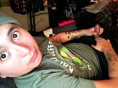 Latino boy cum on shirt