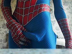 I'm a wank my cock in costume Spiderman's