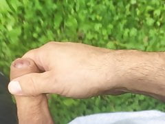 Dick out and jerking at public park