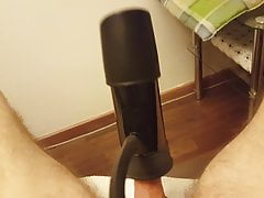 Watching porn and getting milked by machine