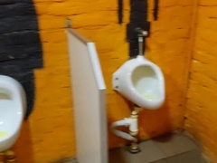 Nasty teenage stud does a public exhibition and jerkoff at boy's TOILET