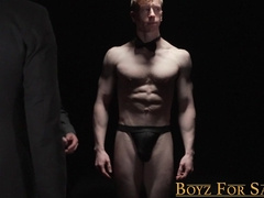 Gorgeous bearded jocks dominates athletic pale twink