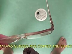 Grandpas glasses piss soaked and coated