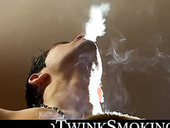 Hardcore smokers Jayden Taylor & Kayden Daniels swap blowjobs in a smoky room