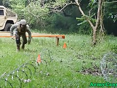 Military hunk assfucked after outdoors bj