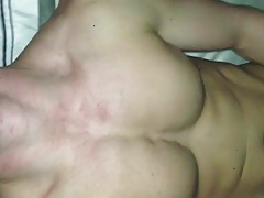 Covering my buddy's chest with cum, then he adds his