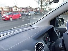 Quick horny carpark wank in pink stockings panties pvc