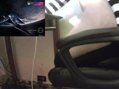 Femboy plays Fate while railing fake penis