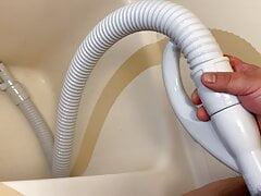 Fat Guy With Small Penis Cumming And Pissing In A Vacuum Cleaner Hose