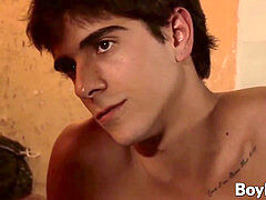 hot skinny brunette twinks get naughty by the fireplace