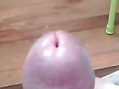 Purple cockhead precum dribble