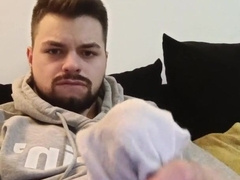 Jizm into my step-brother sock